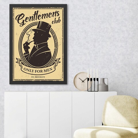Tablou decorativ, Gentlemen's Club (35 x 45), Polistiren, Galben/Negru