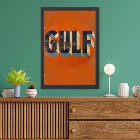 Tablou decorativ, Gulf (35 x 45), Polistiren, Portocaliu/Negru