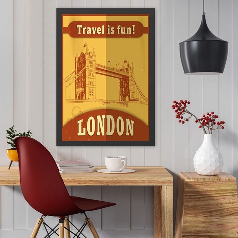 Tablou decorativ, London (35 x 45), Polistiren, Galben / Portocaliu