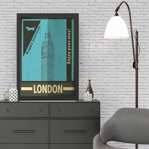 Tablou decorativ, London 2 (35 x 45), Polistiren, Turcoaz/Negru