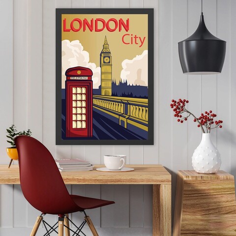 Tablou decorativ, London City (35 x 45), Polistiren, Multicolor