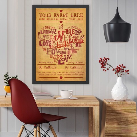 Tablou decorativ, Love 14 Feb (35 x 45), Polistiren, Multicolor
