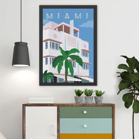 Tablou decorativ, Miami (35 x 45), Polistiren, Multicolor