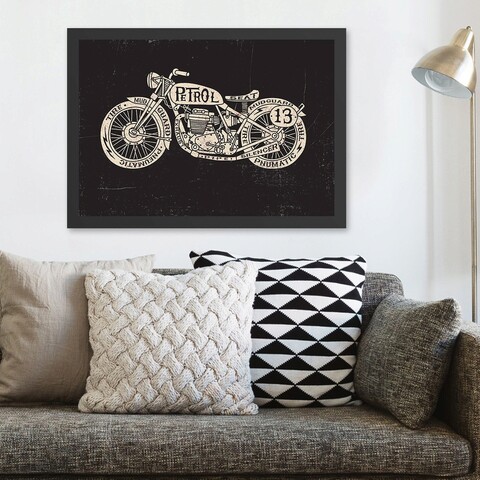 Tablou decorativ, Motorcycle (35 x 45), Polistiren, Negru / Crem