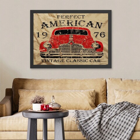 Tablou decorativ, Perfect American (35 x 45), Polistiren, Crem / Roșu / Negru