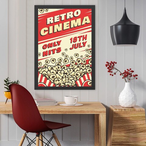 Tablou decorativ, Retro Cinema (35 x 45), Polistiren, Crem / Roșu