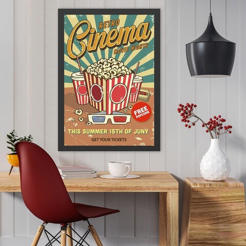 Tablou decorativ, Retro Cinema 6 (35 x 45), Polistiren, Multicolor