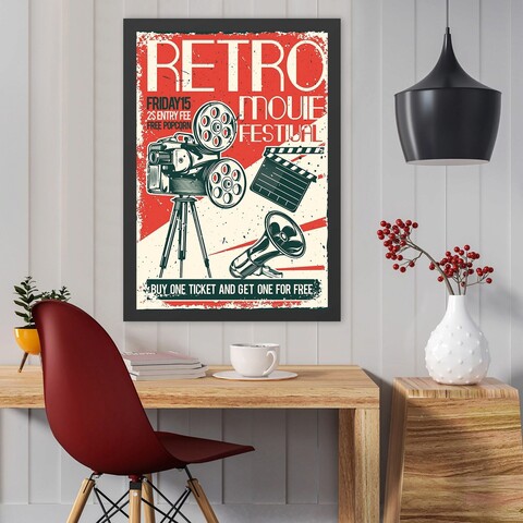 Tablou decorativ, Retro Movie (35 x 45), Polistiren, Multicolor