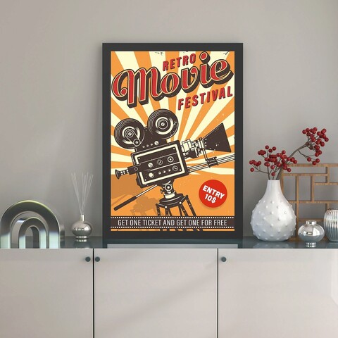 Tablou decorativ, Retro Movie Festival (35 x 45), Polistiren, Multicolor