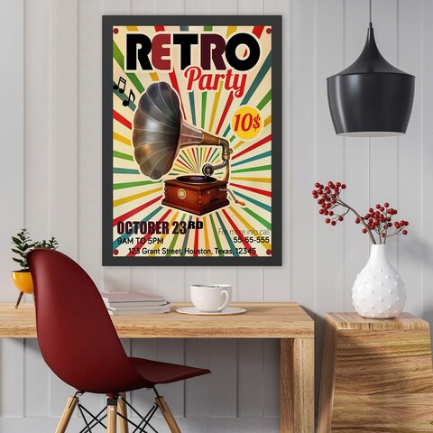 Tablou decorativ, Retro Party (35 x 45), Polistiren, Multicolor