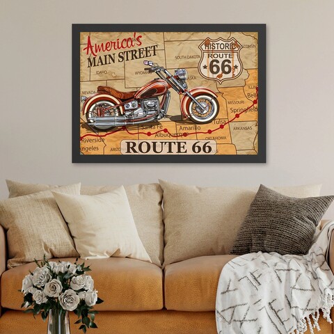 Tablou decorativ, Route 66 (35 x 45), Polistiren, Multicolor