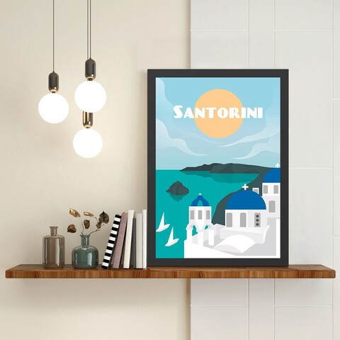 Tablou decorativ, Santorini 2 (35 x 45), Polistiren, Multicolor