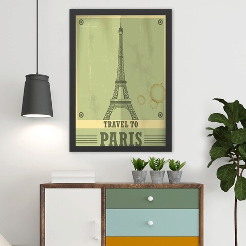 Tablou decorativ, Travel To Paris (35 x 45), Polistiren, Verde