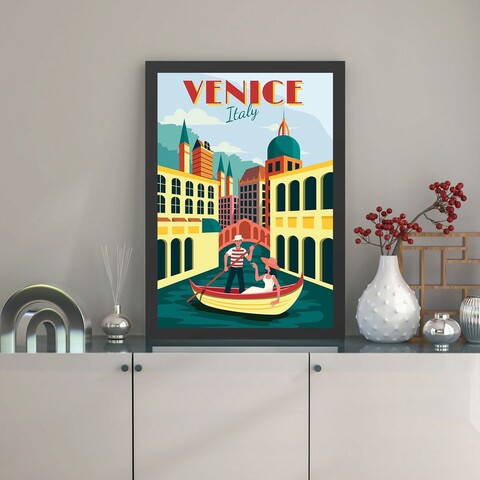 Tablou decorativ, Venice (35 x 45), Polistiren, Multicolor