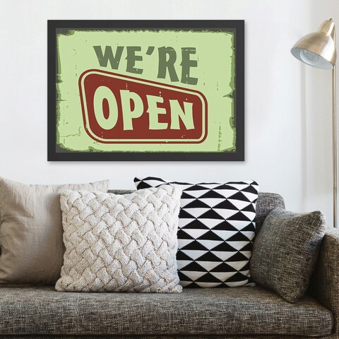 Tablou decorativ, We're Open (35 x 45), Polistiren, Verde/Roșu
