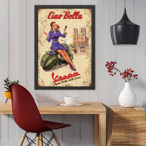 Tablou decorativ, Ciao Bello (40 x 55), MDF , 100% MDF / Ramă: 100% POLISTIREN (Grosime: 2 cm) / Imprimare digitală UV / Dimensiune: 40 x 55 cm / Produsul poate fi agățat pe perete datorită piesei din spate, Multicolor