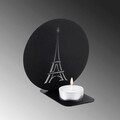 Suport lumanare, Paris, Metal, Grosime: 1 mm, Negru