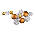 Decoratiune de perete, Aurora 2, Metal, Dimensiune: 45 x 82 cm, Argint / Cupru