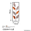 Decoratiune de perete, Leaf 3, Metal, Dimensiune: 32 x 90 cm, Multicolor