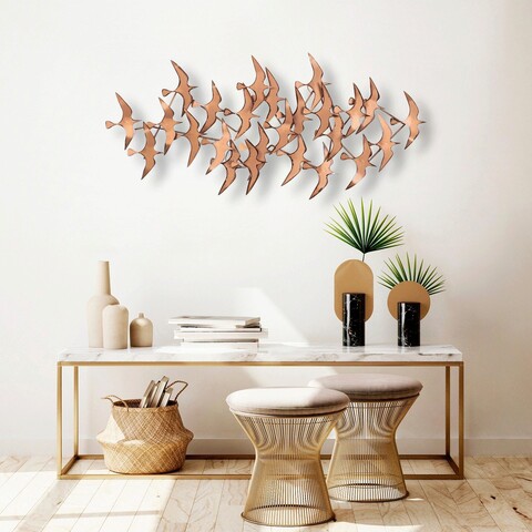 Decoratiune de perete, Martılar, Metal, Dimensiune: 121 x 57 x 5 cm, Multicolor