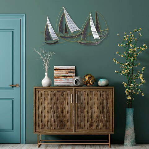 Decoratiune de perete, Barbaros, Metal, Dimensiune: 125 x 74 x 8 cm, Multicolor