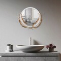 Oglinda decorativa, Palm Mirror M, Metal, Dimensiune: 48 x 45 cm, Maro/Alb