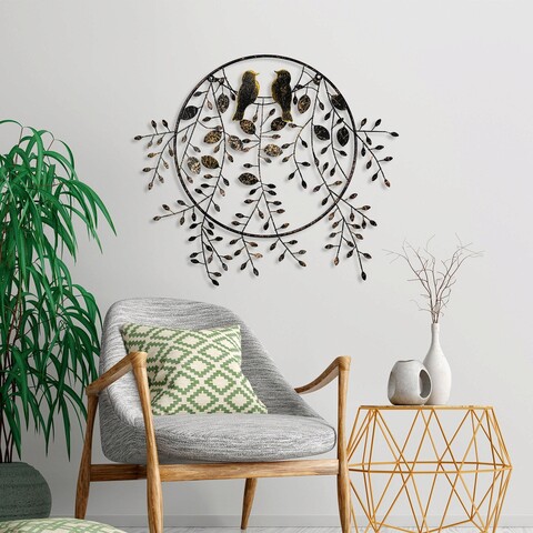 Decoratiune de perete, Love of Birds 2, Metal, Dimensiune: 86 x 75 cm, Multicolor