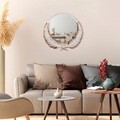 Oglinda decorativa, Palm Mirror L, Metal, Dimensiune: 59 x 57 cm, Maro/Alb