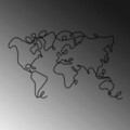 Decoratiune de perete, World Map, Metal, Grosime: 2 mm, Negru