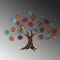 Decoratiune de perete, Maple, Metal, Dimensiune: 115 x 90 cm, Verde / Roșu / Maro