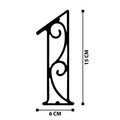 Numar casa pentru poarta/usa One, metal, 6 x 15 cm, negru, cifra 1