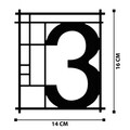 Numar casa pentru poarta/usa Three, metal, 14 x 16 cm, negru, cifra 3