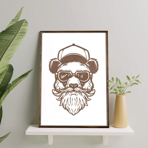 Tablou decorativ, TD091, Lemn, Desenat manual, Natural