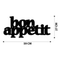 Decoratiune de perete, Bon Appetit 2, metal, 59 x 27 cm, negru