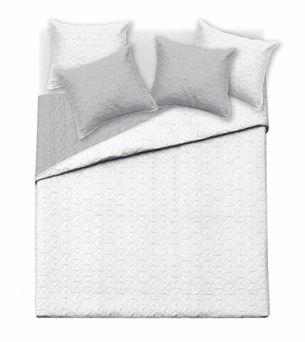 Cuvertura cu 2 fete Bialy, Fashion Goods, 200x220 cm, microfibra, alb/gri