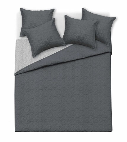 Cuvertura cu 2 fete Grafit, Fashion Goods, 200x220 cm, microfibra, negru/gri