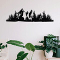 Decoratiune de perete, Mountain 1, metal, 68 x 19 cm, negru