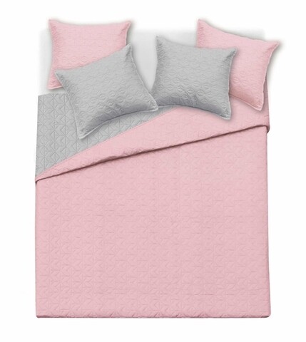 Cuvertura cu 2 fete Puder, Fashion Goods, 200x220 cm, microfibra, roz/gri