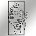 Decoratiune de perete, Butterfly Face Female, Metal, Dimensiune: 35,5 x 60 cm, Negru