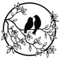 Decoratiune de perete, Birds In The Tree, metal, 49.5 x 48 cm, negru