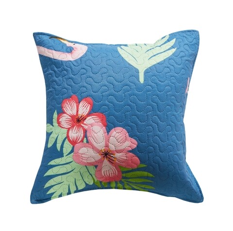 Fata de perna Flower, Fashion Goods, 45x45 cm, microfibra, albastru deschis/roz