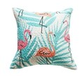 Fata de perna Flamingo, Fashion Goods, 45x45 cm, microfibra, albastru deschis/roz