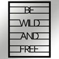 Decoratiune de perete, Be Wild And Free, metal, 40 x 52 cm, negru