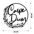 Decoratiune de perete, Carpe Diem, metal, 48 x 48 cm, negru