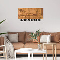Decoratiune de perete, London v2, lemn/metal, 58 x 30 cm, negru/maro