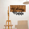 Decoratiune de perete, Hakung Matata Metal Decor, lemn/metal, 58 x 38 cm, negru/maro
