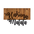 Decoratiune de perete, Hakung Matata Metal Decor, lemn/metal, 58 x 38 cm, negru/maro