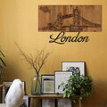 Decoratiune de perete, London, lemn/metal, 58 x 35 cm, negru/maro