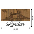 Decoratiune de perete, London, lemn/metal, 58 x 35 cm, negru/maro