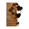 Decoratiune de perete, Love, lemn/metal, 39 x 58 cm, negru/maro